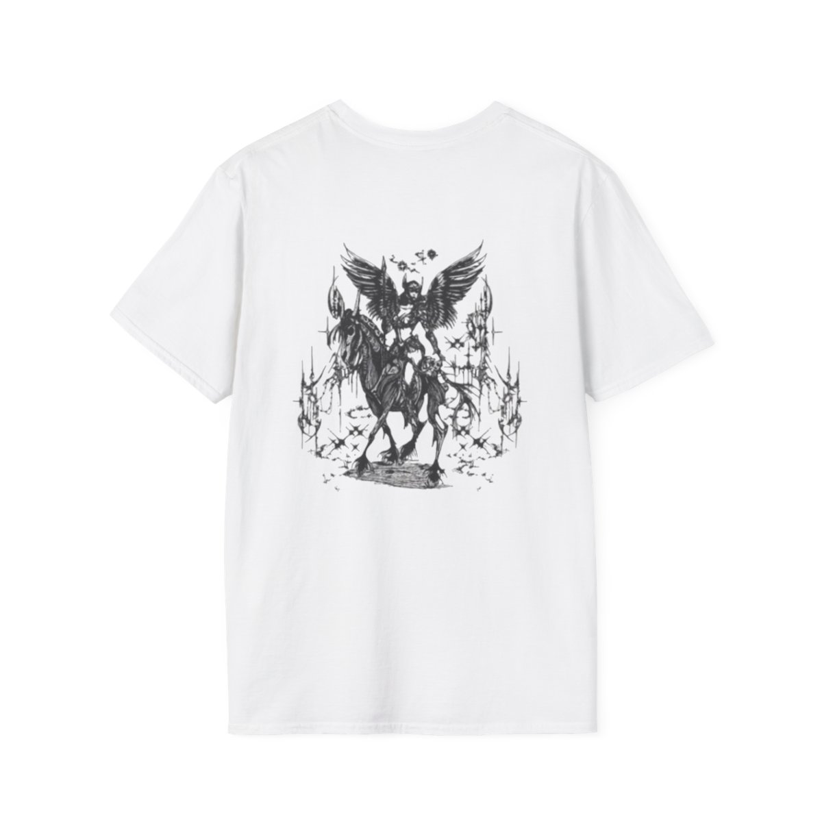 Tribal Valkyrie Script T-Shirt | Norse Warrior Mythology Tee | Valkyrae - alternate angle 1, merchandise