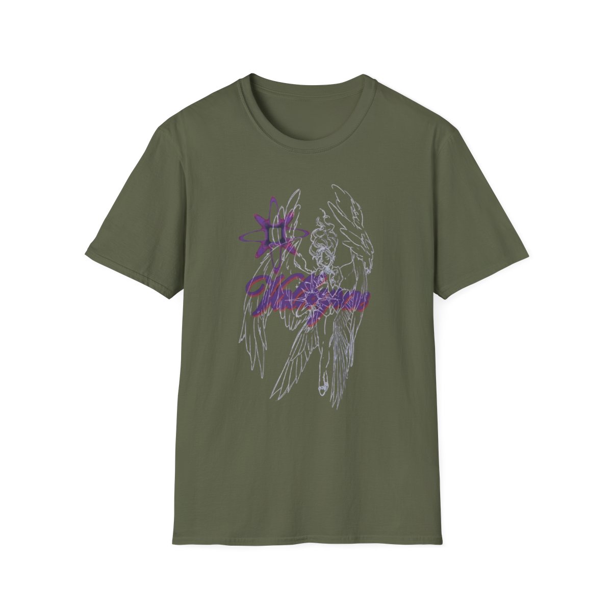 Valkyrie Angel Graphic T-Shirt | Mythic Winged Warrior Tee | Valkyrae - alternate angle 5, merchandise