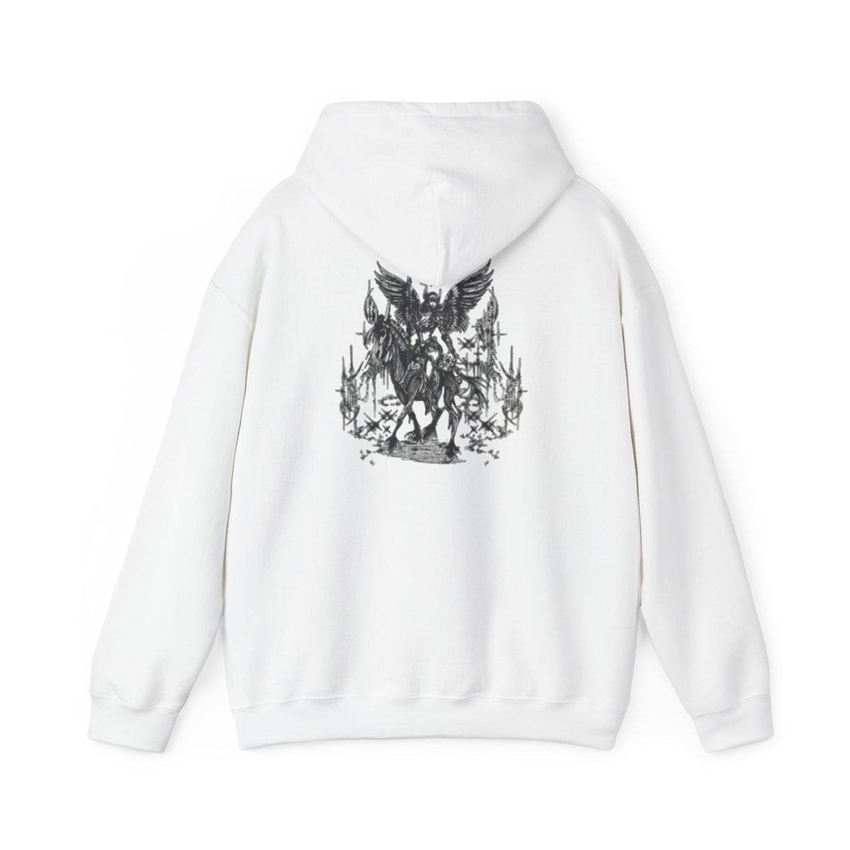 Dark Angel Graphic Hoodie | Gothic Winged Figure, Calligraphic Logo | Valkyrae - alternate angle 1, merchandise