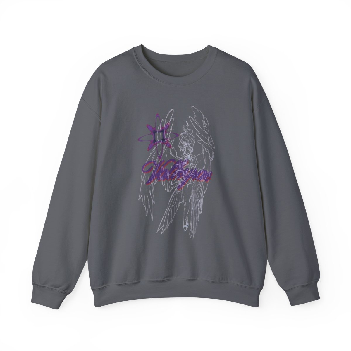 Dragon Skull Illustration Sweatshirt | Purple Grunge Wings | Valkyrae - alternate angle 4, merchandise