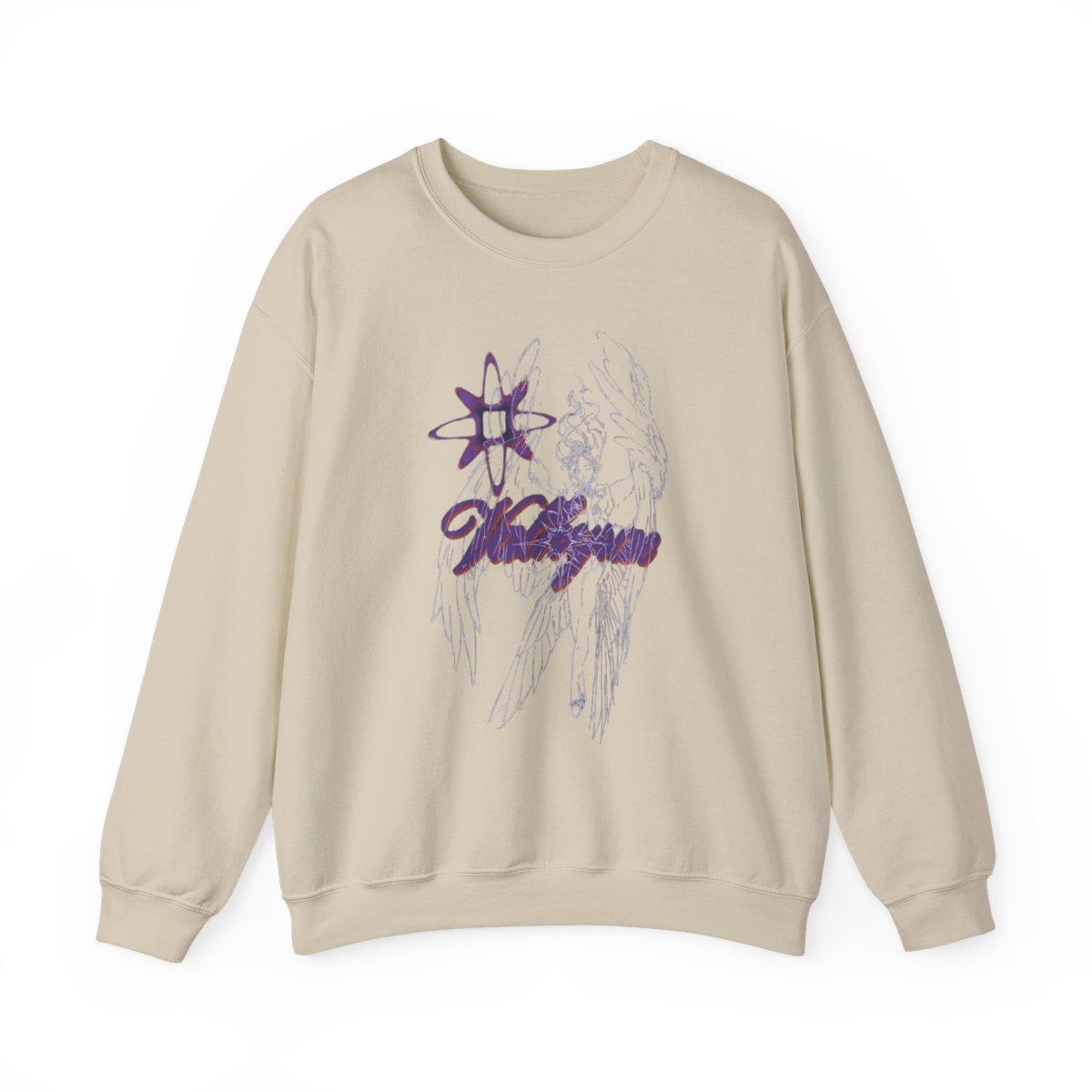 Dragon Skull Illustration Sweatshirt | Purple Grunge Wings | Valkyrae - alternate angle 2, merchandise