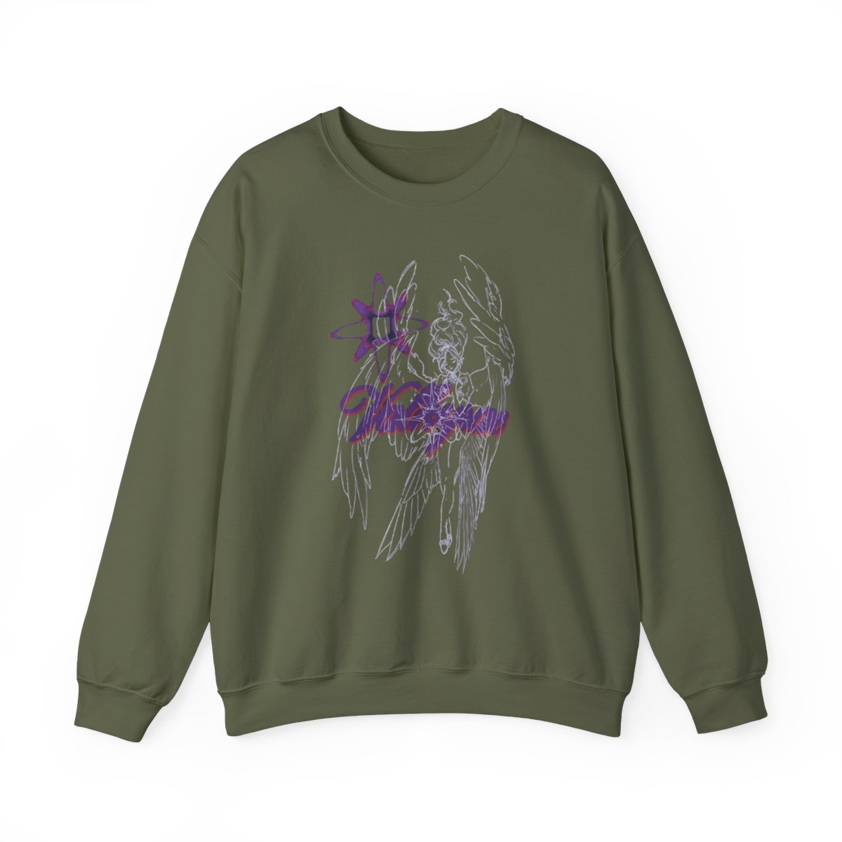 Dragon Skull Illustration Sweatshirt | Purple Grunge Wings | Valkyrae - alternate angle 3, merchandise