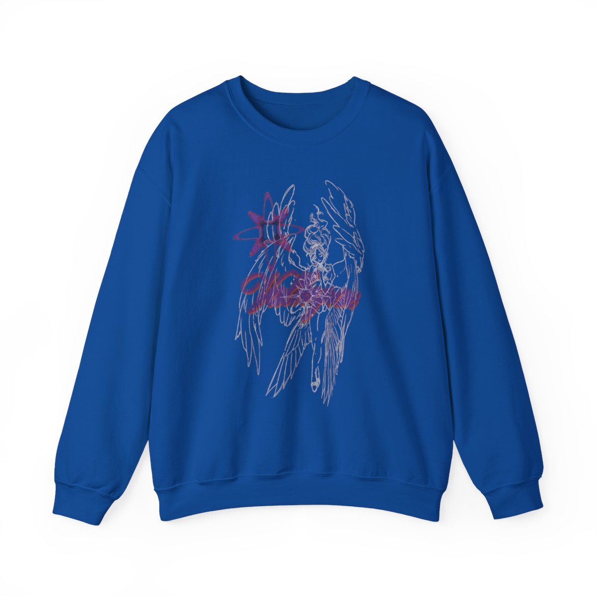 Dragon Skull Illustration Sweatshirt | Purple Grunge Wings | Valkyrae - alternate angle 5, merchandise