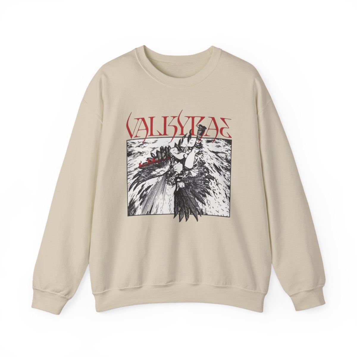 Valkyrie Illustration Crewneck Sweatshirt | Norse Warrior Graphic | Valkyrae - alternate angle 3, merchandise