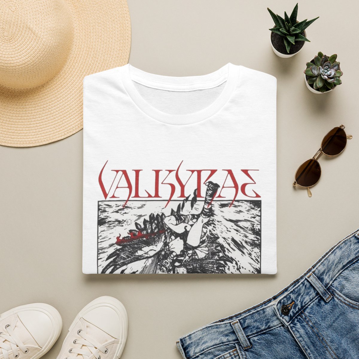 Valkyrie Illustration T-Shirt | Norse Warrior Graphic Tee | Valkyrae